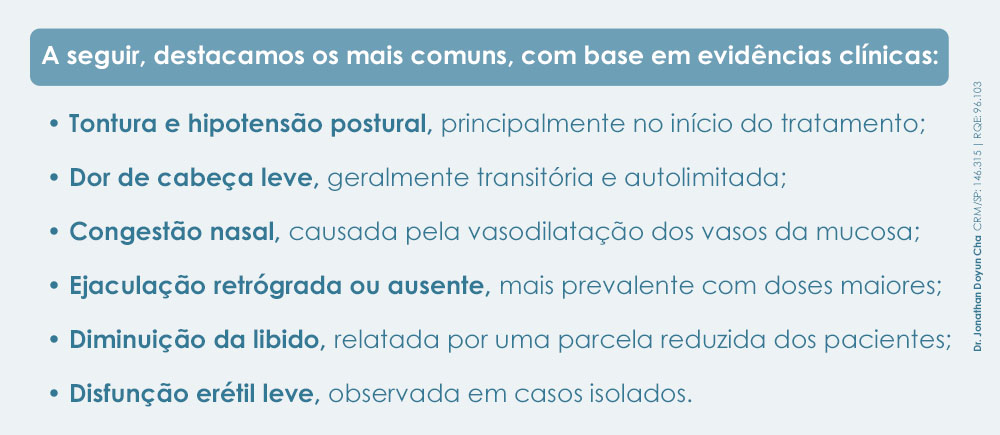 Possíveis efeitos colaterais da Tansulosina Efeitos colaterais da tansulosina